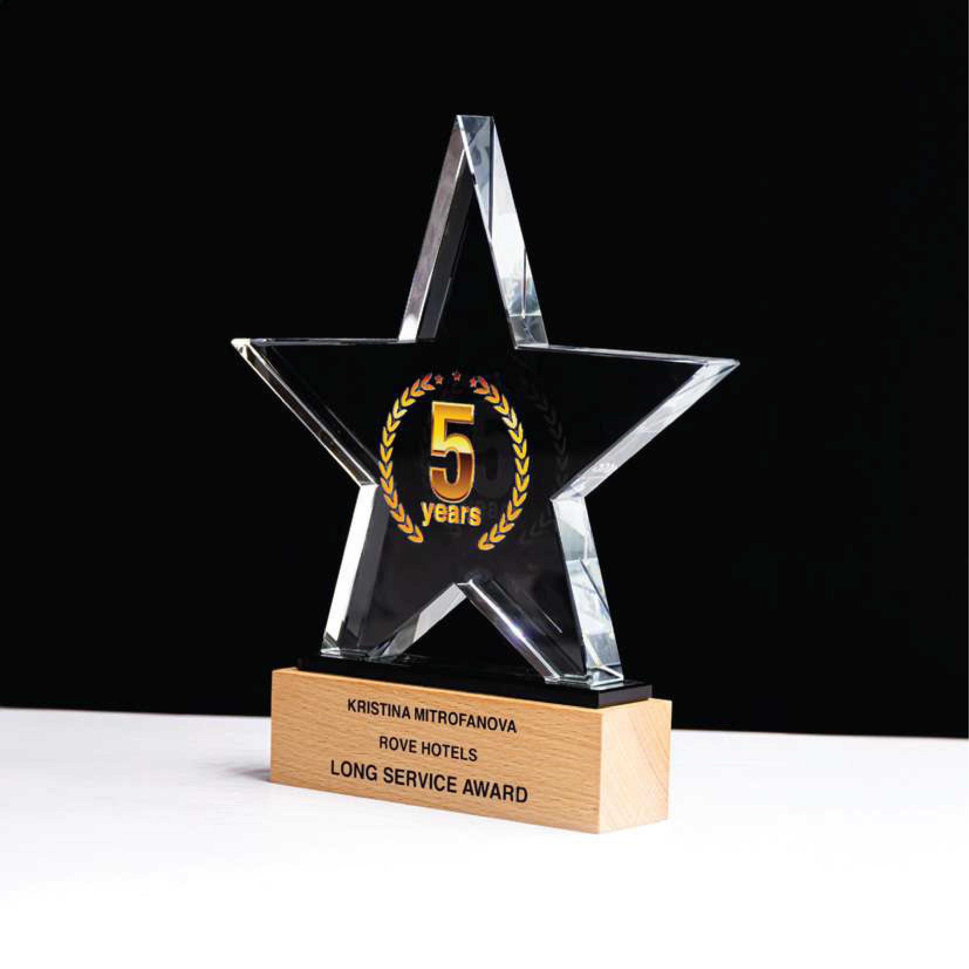 Star Shaped Crystal Award with Logo